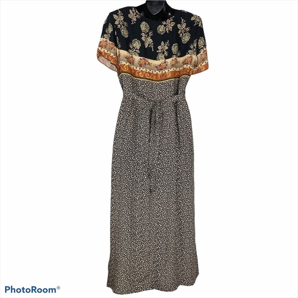 VINTAGE MOLLY MALLOY Cottage Mixed Print Maxi Dress 8 - Picture 9 of 9